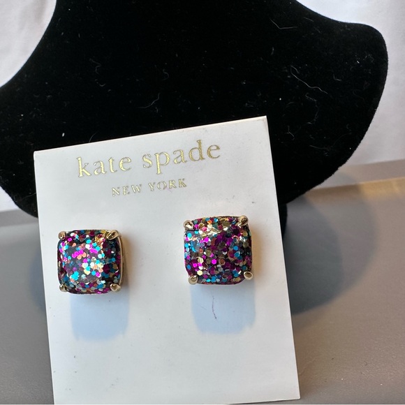 New Kate Spade - Small MultiGlitter Square Stud Earring - Picture 11 of 11